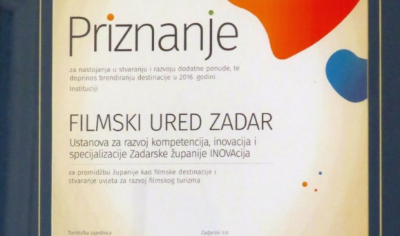 Priznanje Filmskom uredu Zadar